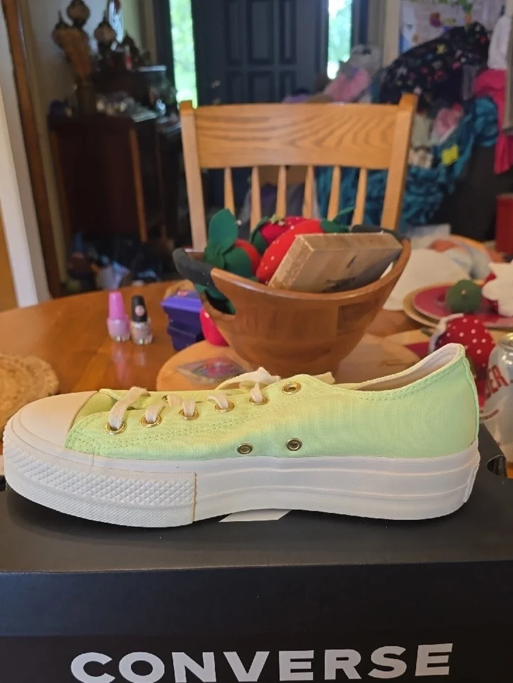 Converse Low-Top Canvas Sneaker in Pale Green with White Sole - Picture 5 of 7